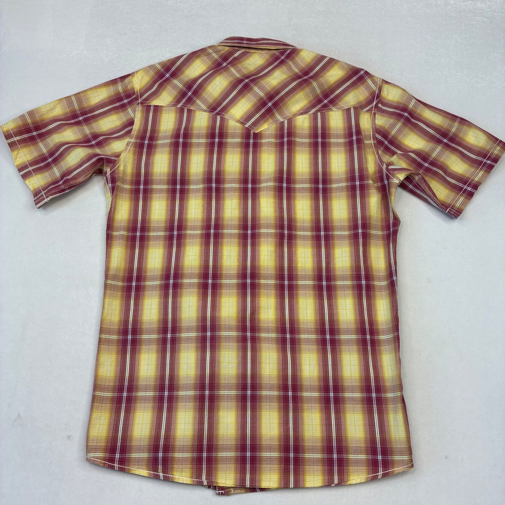 Larry Mahan Western Shirt Mens Small Yellow Red Plaid Pearl Snap LM-1310706NS - Picture 4 of 8
